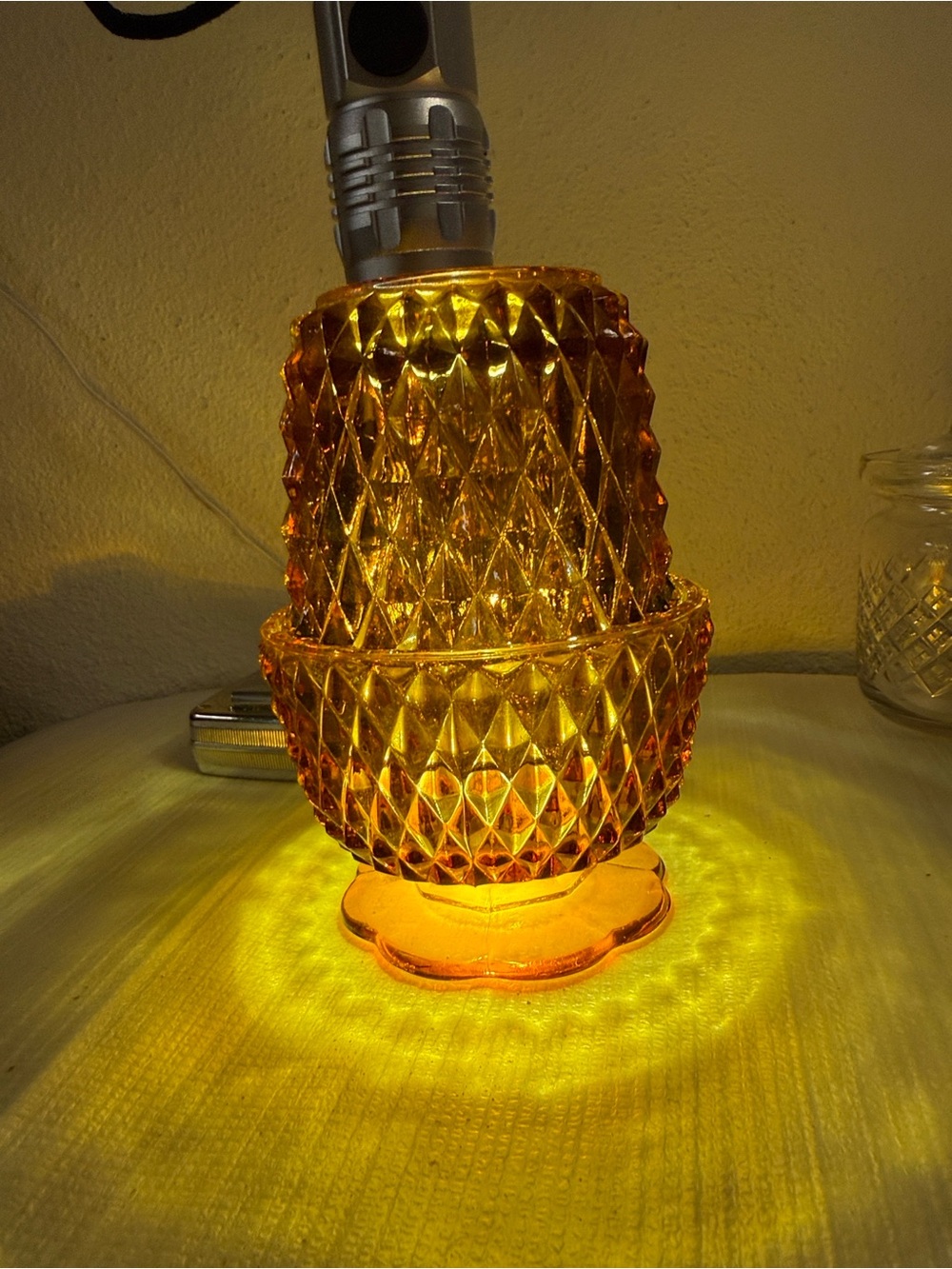 Fairy Lamp Amber Diamond-Point Textured